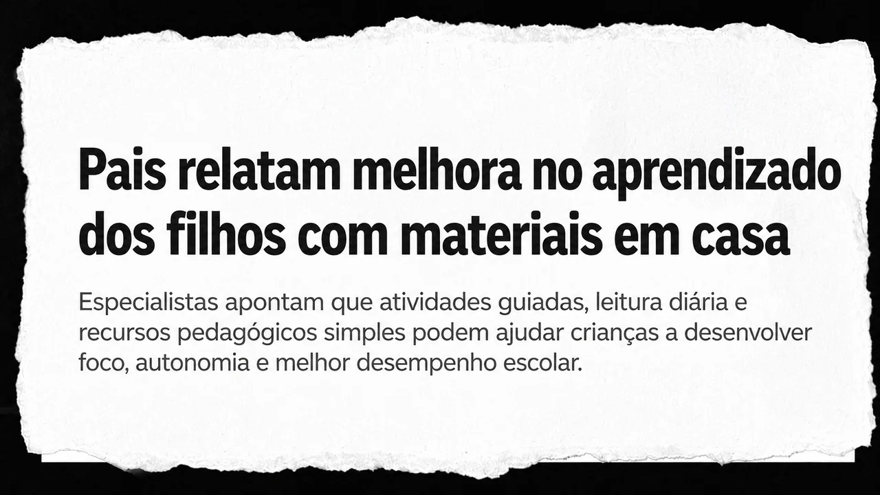 Manchete de jornal: pais relatam melhora no aprendizado dos filhos com materiais em casa